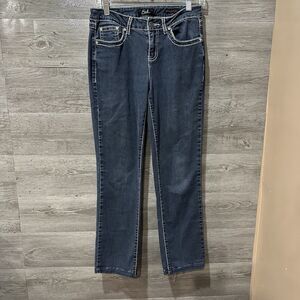 Earl Jeans Straight Leg Womens Denim Jeans Size 6 Embroidered Bling Flap Pocket